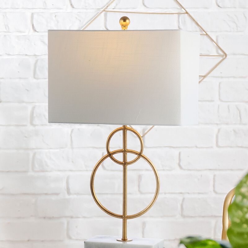 Haines Modern Circle Marble/Metal LED Table Lamp