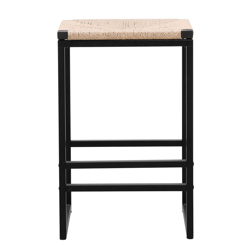 2 Backless Bar Stools in Paper Rope Woven Chairs