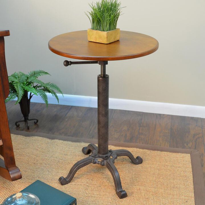 Carolina Living Colton Adjustable Vintage Table - Chestnut Top - Industrial Base