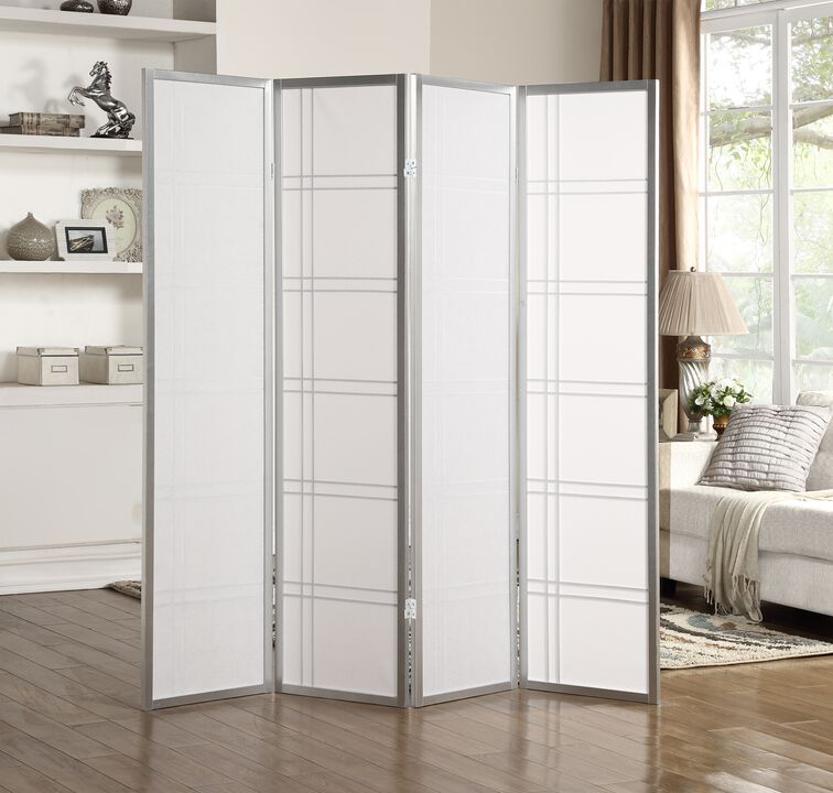 Streamdale Seto 4-Panel Room Divider Screen, Silver