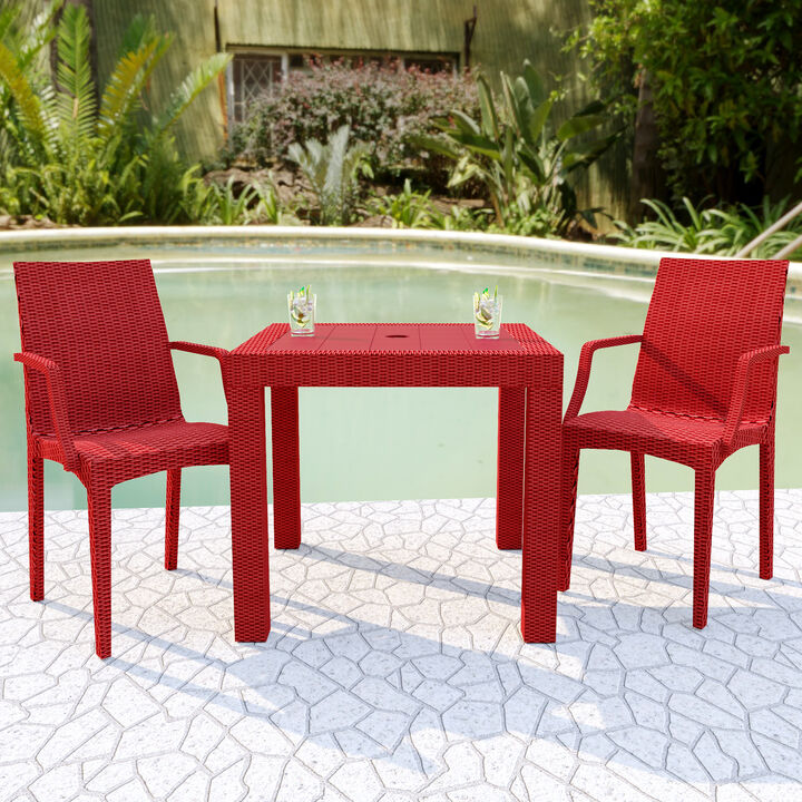 LeisureMod Weave Mace Indoor/Outdoor Chair (With Arms) in Green