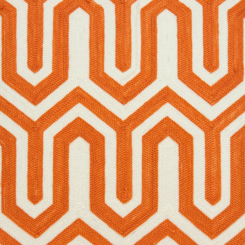 20" Orange Geometrical Embroidered Throw Pillow