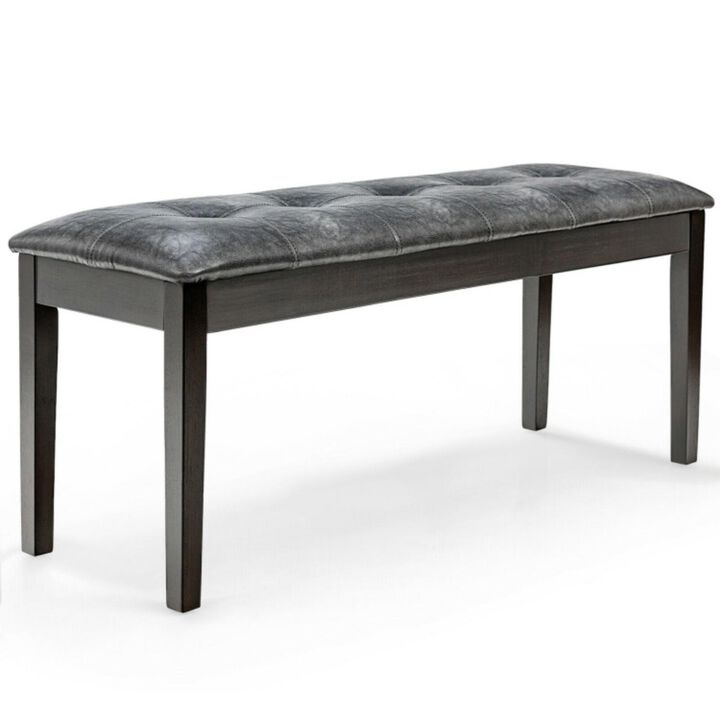 Hivvago Upholstered Dining Room PU Bench Solid Wood Button Tufted