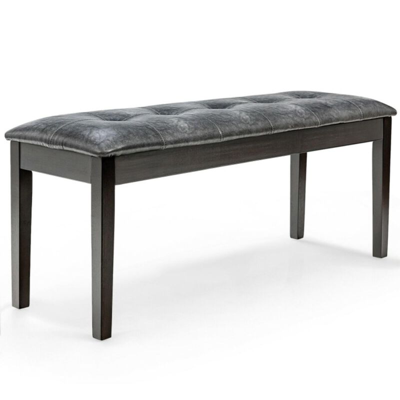 Hivvago Upholstered Dining Room PU Bench Solid Wood Button Tufted