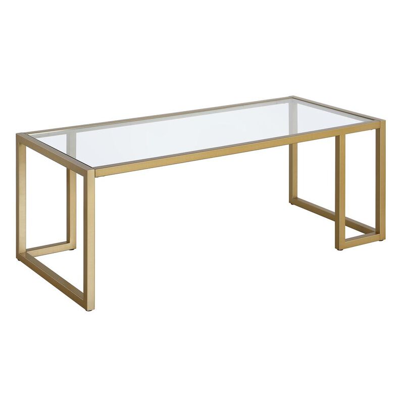 Hudson&Canal Oscar 45'' Wide Rectangular Coffee Table in Brass