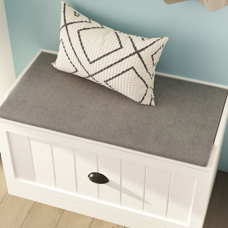 70.9 in. H x 86.8 in. W, White Wood Shoe Storage Bench, Coat Hanger & Wardrobe 3-IN-1 (Shoe Storage Bench & Hanger)