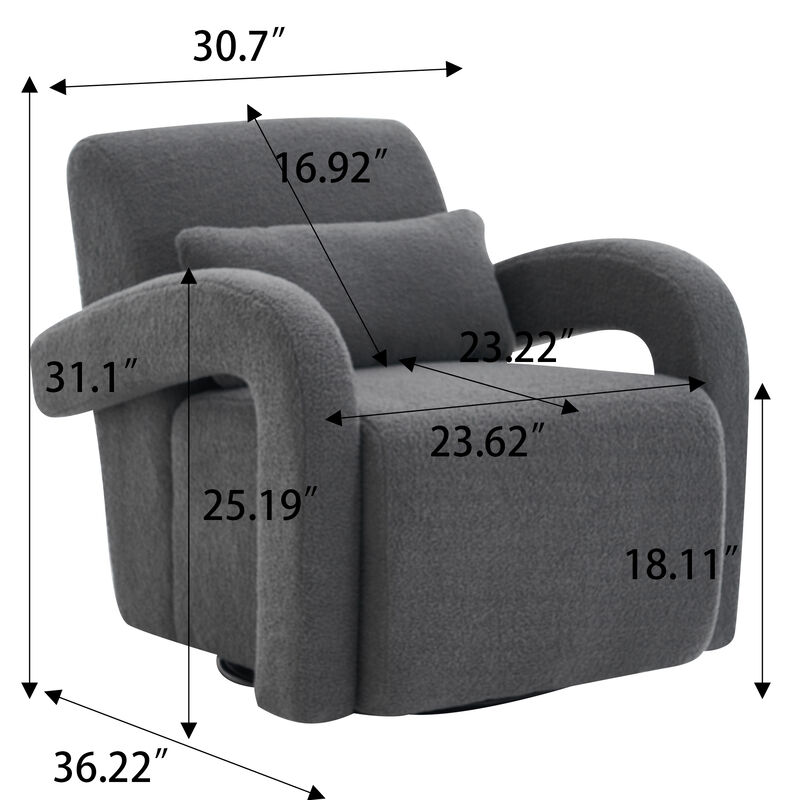 Cozy white Teddy Fabric Armchair - Modern Sturdy Lounge Chair with Curved Arms and Thick Cushioning for Plush Comfort White
