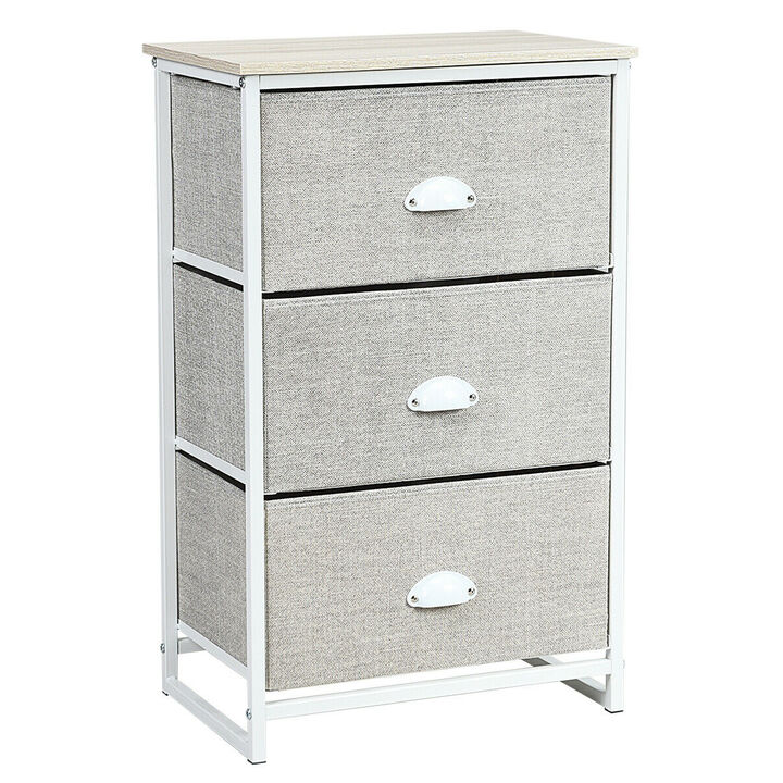 Nightstand Side Table Storage Tower Dresser Chest with 3 Drawers