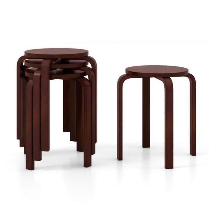 Hivvago Set of 4 18 Inch Stackable Bentwood Dining Chairs with Round Top Hivvago Set of 4 18 Inch Stackable Bentwood Dining Chairs with Round Top