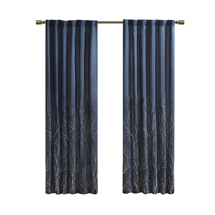 Gracie Mills Saffron Embroidered Faux Silk Curtain Panel - 50x84"