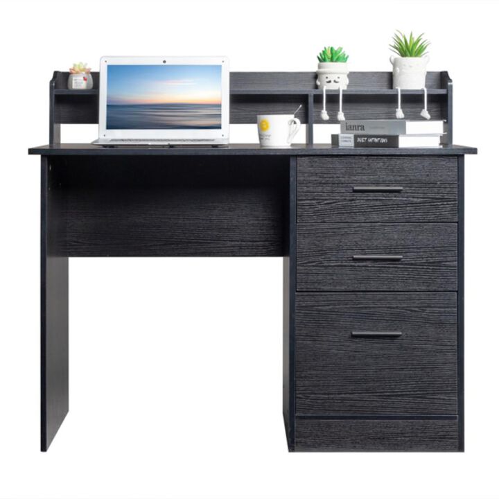 Computer Desk with Desktop Storage Shelf & 3 Drawers for Organized Workspace