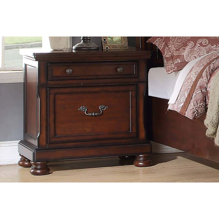 Streamdale Cherry Finish Nightstand with Storage