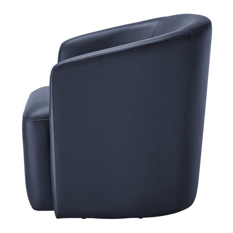 Comfort Pointe Amhurst Midnight Blue Faux Leather Swivel Barrel Chair