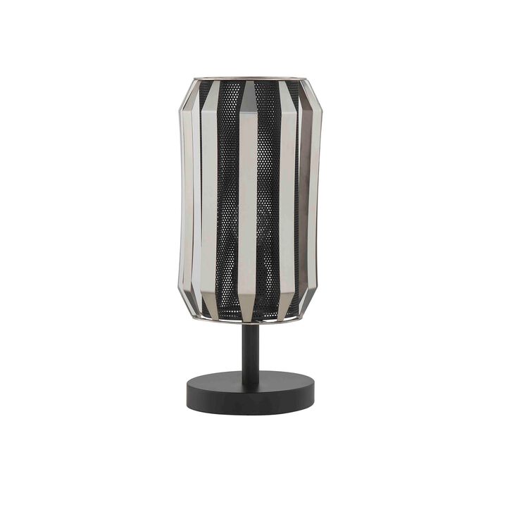 Pin 14 Inch Table Lamp, Accent Cylinder Metal Shade, Round Base, Black-Benzara