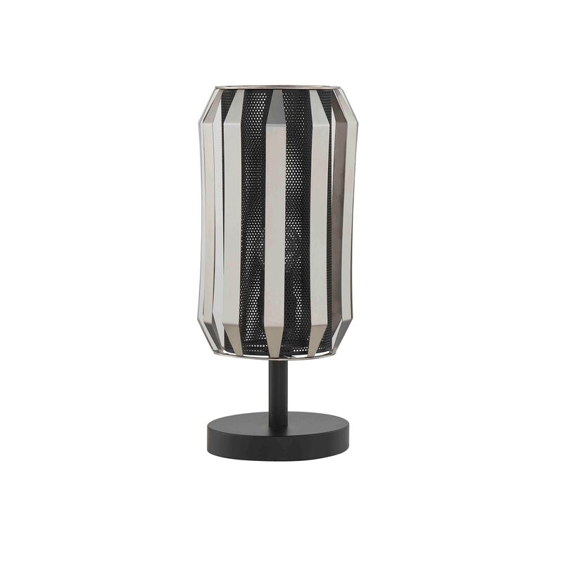 Pin 14 Inch Table Lamp, Accent Cylinder Metal Shade, Round Base, Black-Benzara
