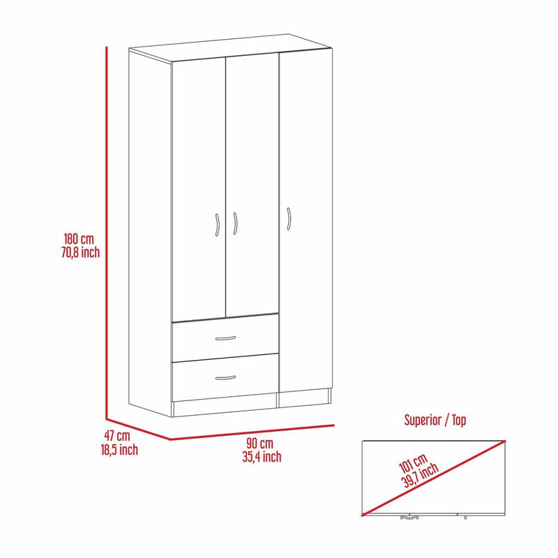 Rowaton 2-Drawer 3-Door Armoire