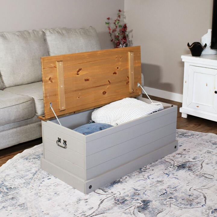 Sunnydaze Solid Pine Trunk with Handles - Gray - 39.5" W