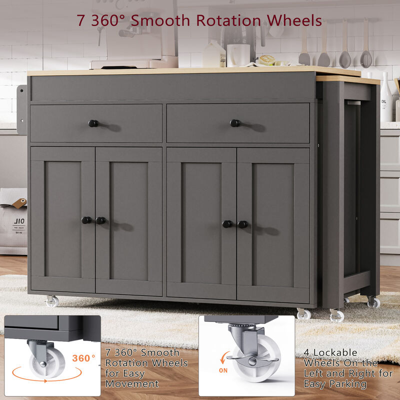 Merax Rolling Kitchen Island on Wheels with Spice Rack