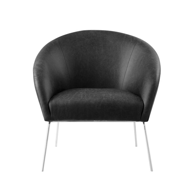 Nicole Miller Rogelio Leather PU/Velvet Accent Chair