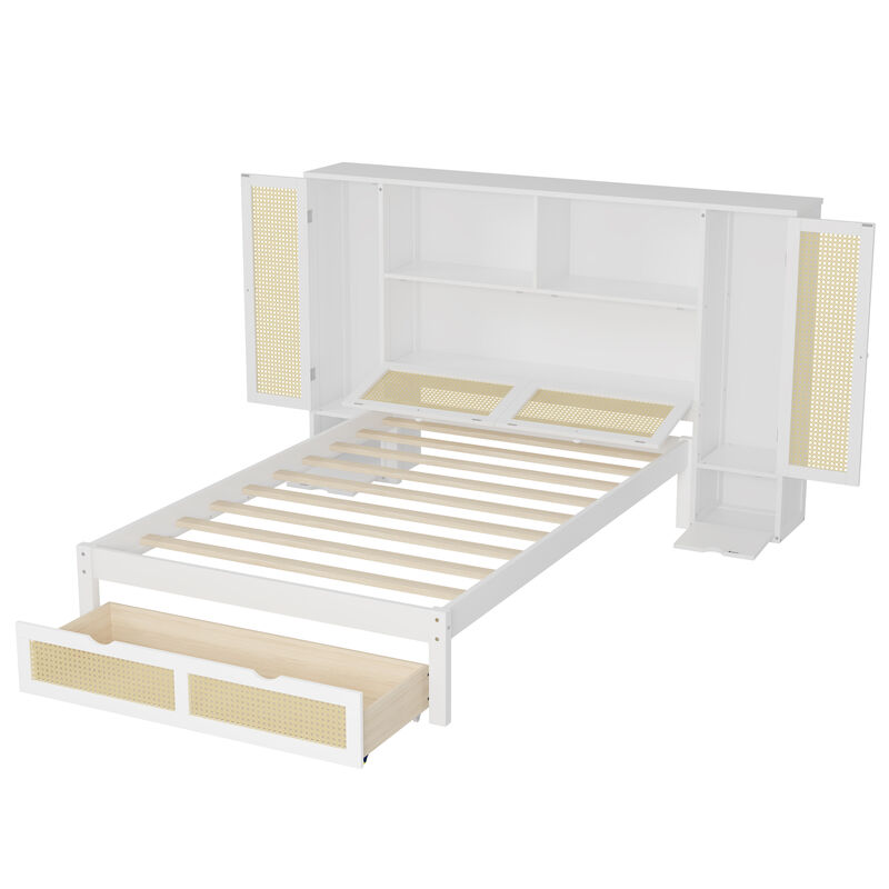 Merax Wooden Platform Bed with Storage Headboard
