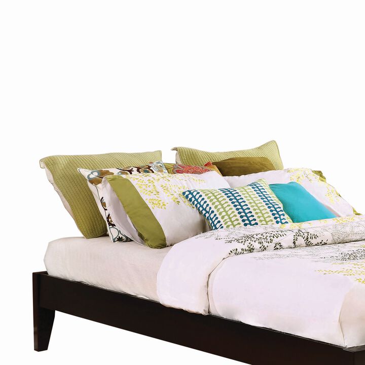 Wooden California King Size Universal Bed Frame with Tapered Legs, Brown-Benzara