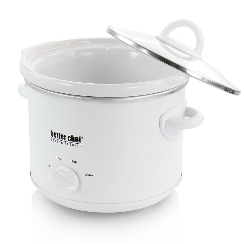Better Chef 3 Quart Round Slow Cooker with Removable Stoneware Crock in White