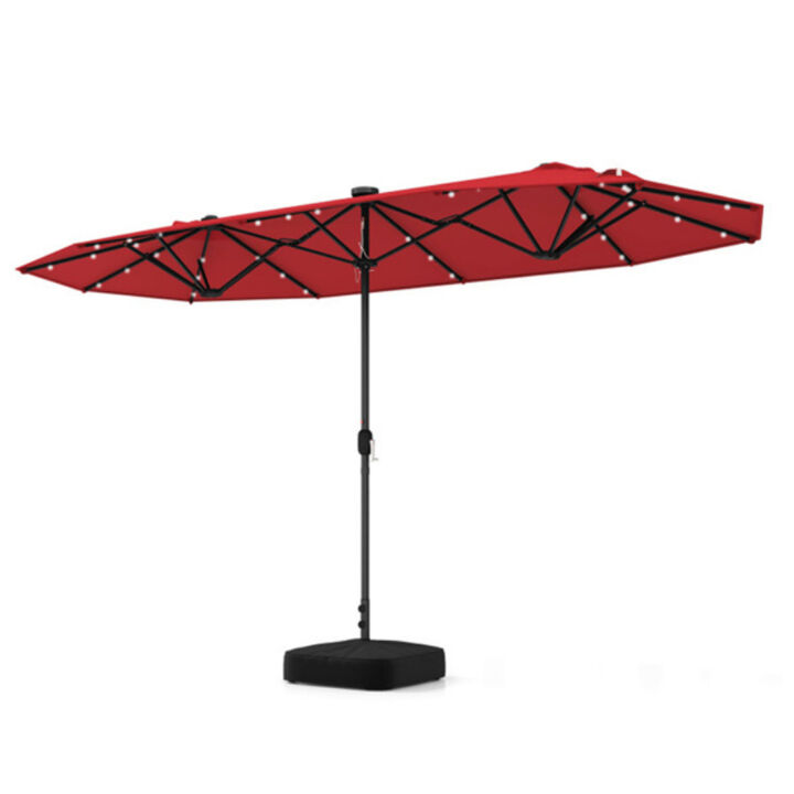 Outdoor Umbrella with LED Lights, Solar-Powered Patio Umbrella for Evening Use