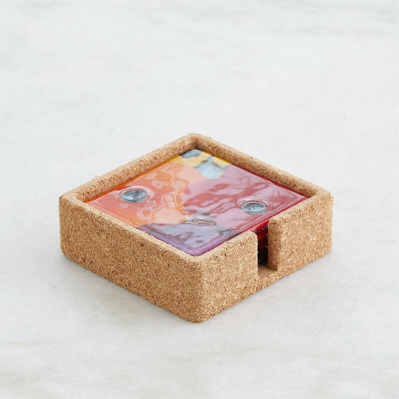 Fused Floral Coaster Set