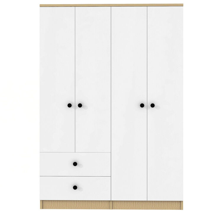 Merax 4 Doors Wardrobe Closet with Hanging Rod