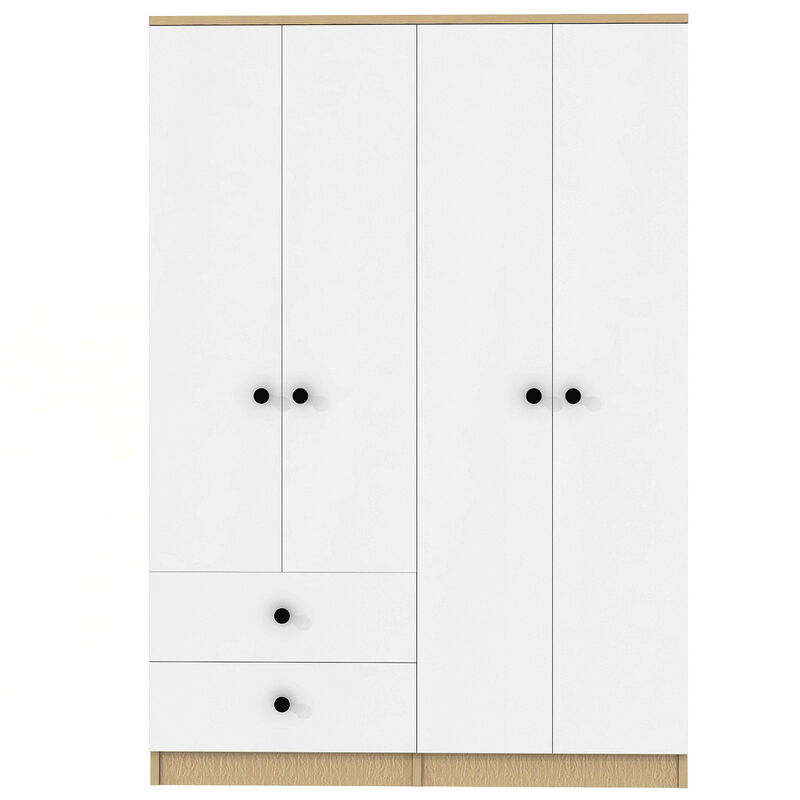 Merax 4 Doors Wardrobe Closet with Hanging Rod
