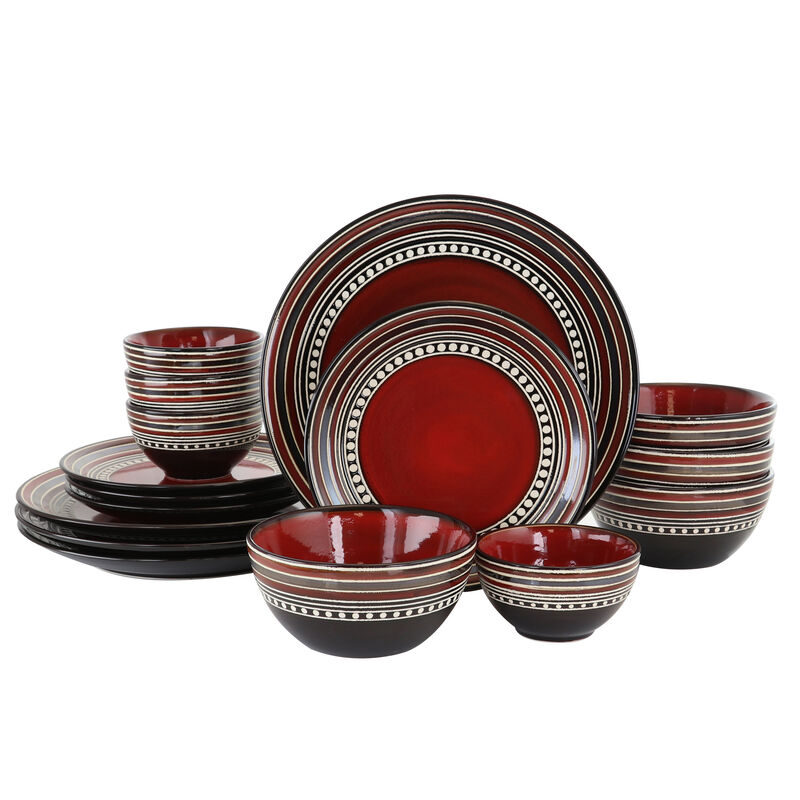 Gibson Elite CafÃ© Versailles 16 Piece Double Bowl Dinnerware Set - Red
