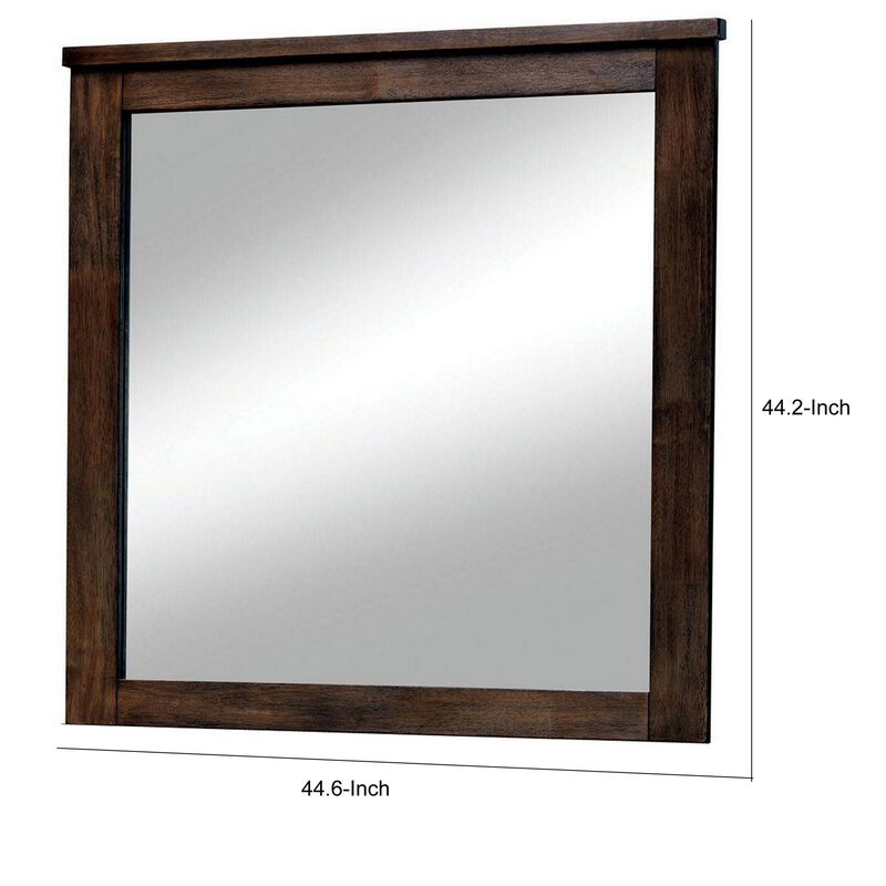 Elkton Transitional Style Mirror , Oak Finish-Benzara
