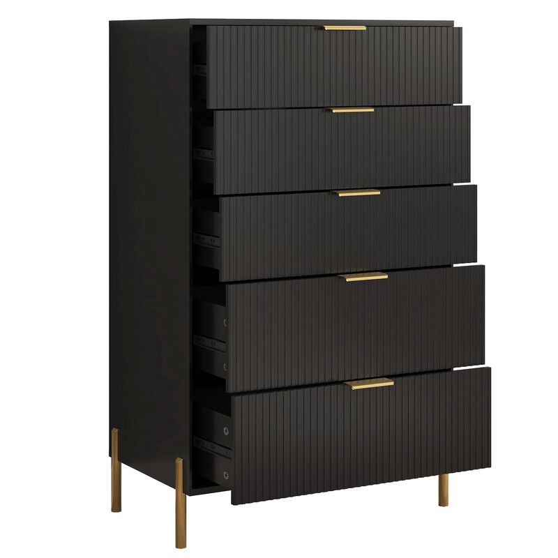 FESTIVO Modern 30" 5-Drawer Dresser Chest with Metal Handles