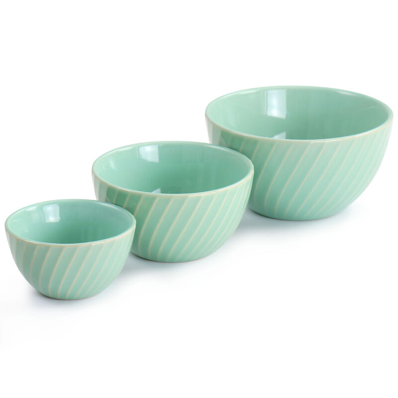 Martha Stewart 3 Piece Stoneware Mini Bowl Set in Mint