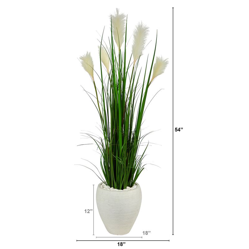 Hivvago 4.5" Wheat Plum Grass Artificial Plant in White Planter