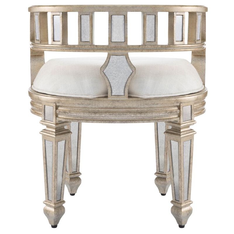 Butler Specialty Company Rebecca Mirrored 21W Vanity Stool, Silver