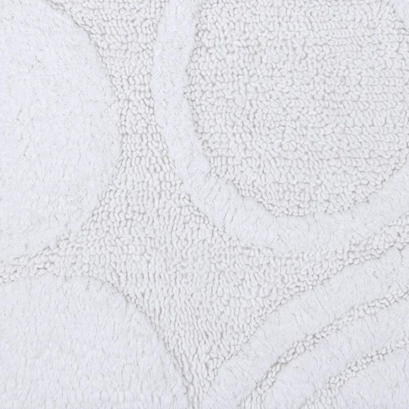 Knightsbridge Orbit Bath Rug Cotton Non Skid Back - 20x30", White