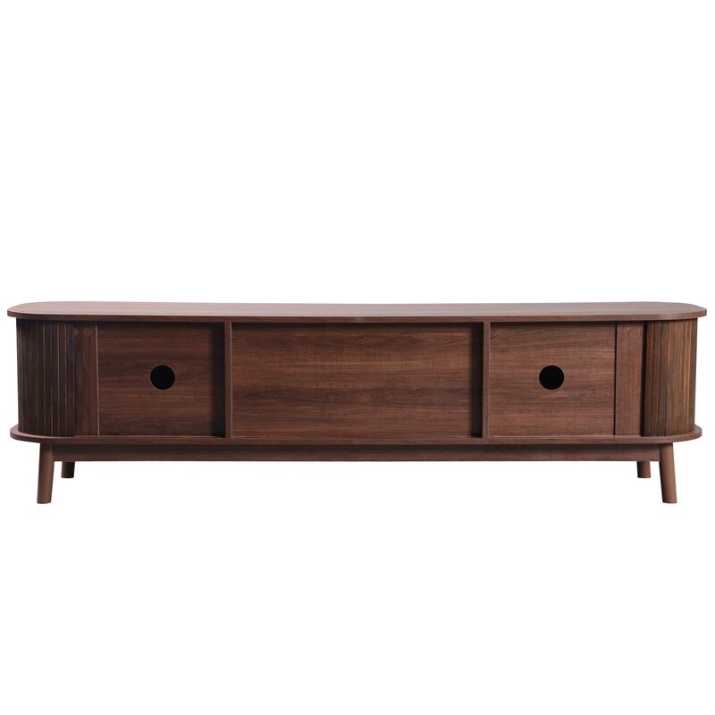 Merax Farmhouse Media Console Table Rattan TV Stand