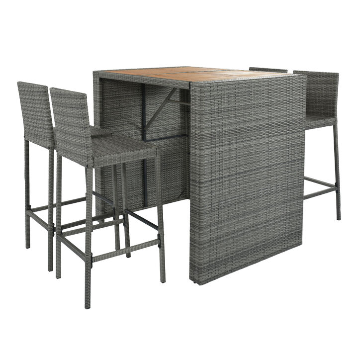 Merax Outdoor Patio Wicker Bar Table Chair Set
