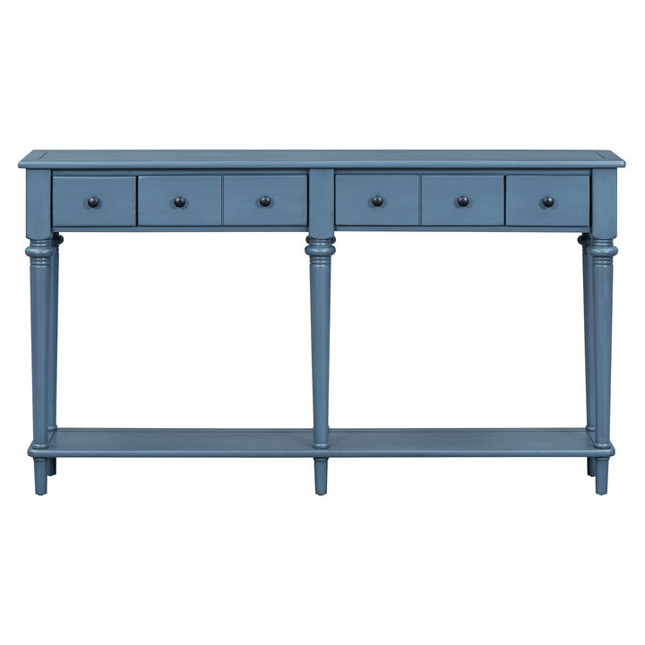 Merax Retro Console Table with 3 Drawers and Open Shelf