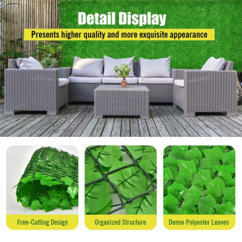 Hivvago 118 x 39 Inch Realistic Artificial Ivy Privacy Fence for Fence and Vine Decor