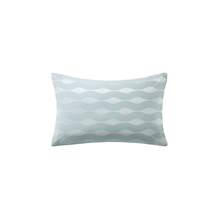 Gracie Mills Celina Seaside Serenity Cotton Embroidered Oblong Pillow