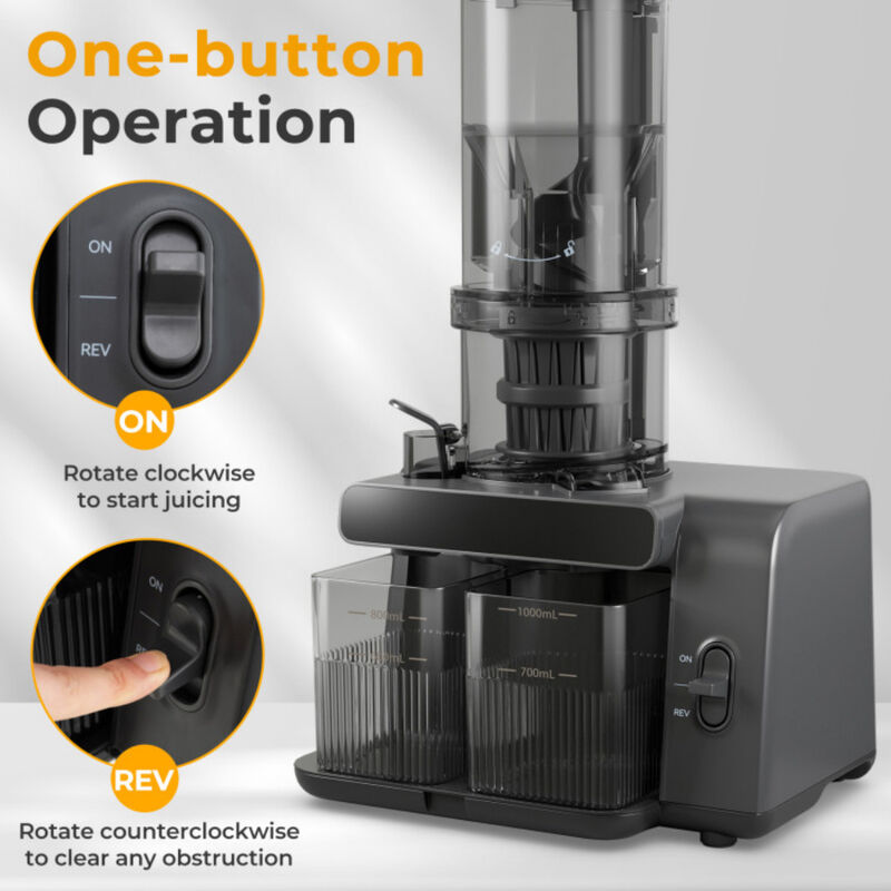 Cold Press Juicer with Feed Chute  High Juice Yield and Reverse Function