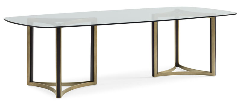 Remix Double Pedestal Glass Top Table