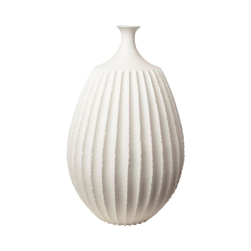 Sawtooth Vase- Rustic White