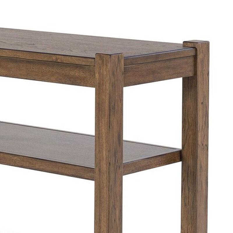 Cabal Sofa Table, Open Shelf, Light Brown Wood, Rectangular 65 Inch - Benzara