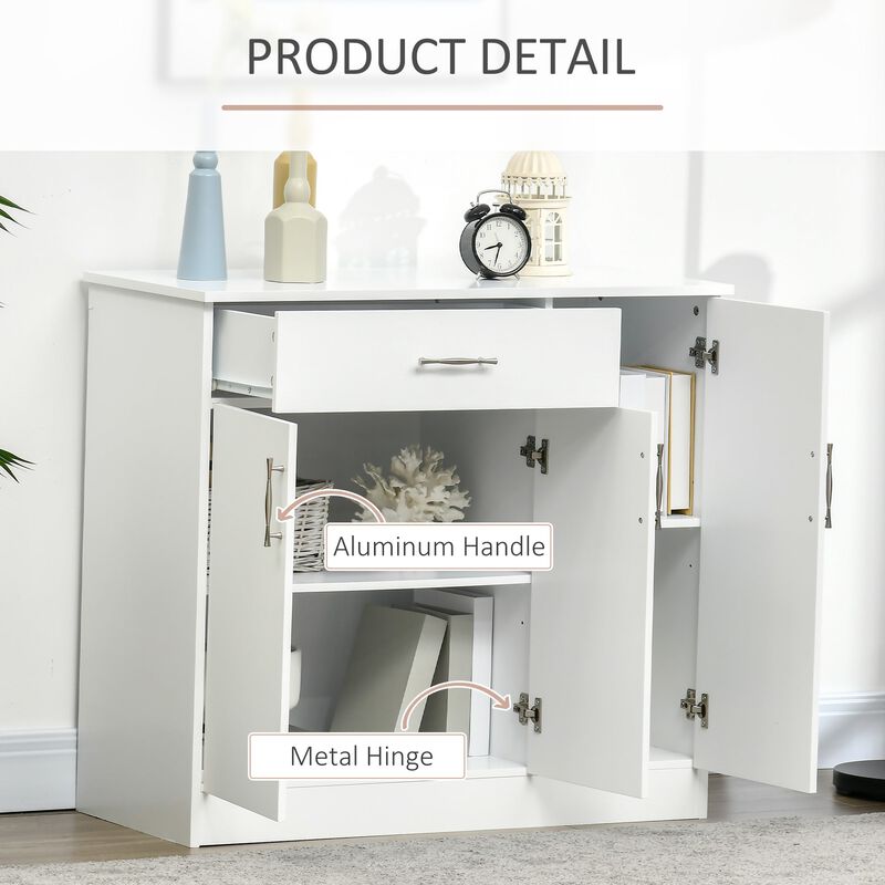 White Dining Buffet: Modern Sideboard with Aluminum Handles