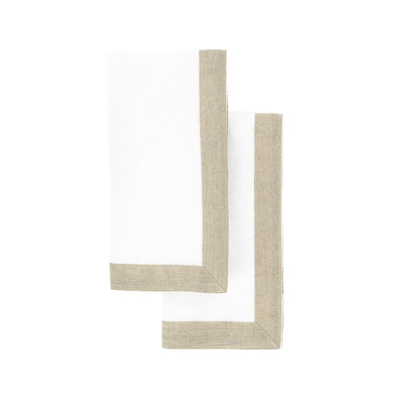 White Linen Napkins With Sparkle Borders, Set of 4