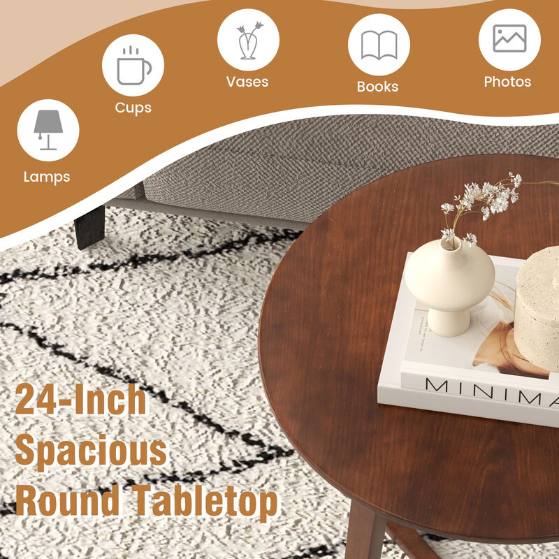 24 Inch Round End Table with Adjustable Foot Pads