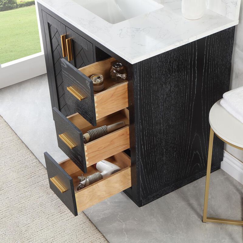 Altair 36 Single Bathroom Vanity Set in Black Oak without Mirror
